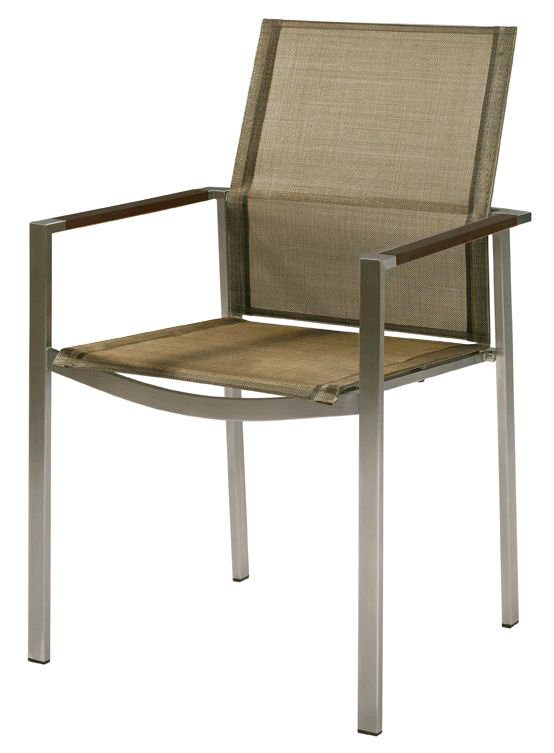 Mercury Dining Outdoor Dining Armchair, Graphite Finish/Titanium Sling