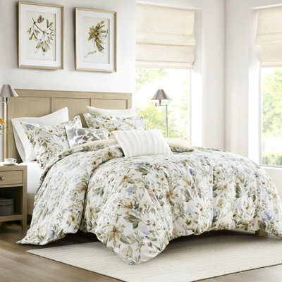 5Pcs King/ King Cotton Print Duvet Showcasing A Vibrant Nature - Inspired Floral Print, 300Tc For Durability And Softness, 300Gsm Overfilled Fluffy Appearance, Great Coverage To Wrap You In Comfort,
