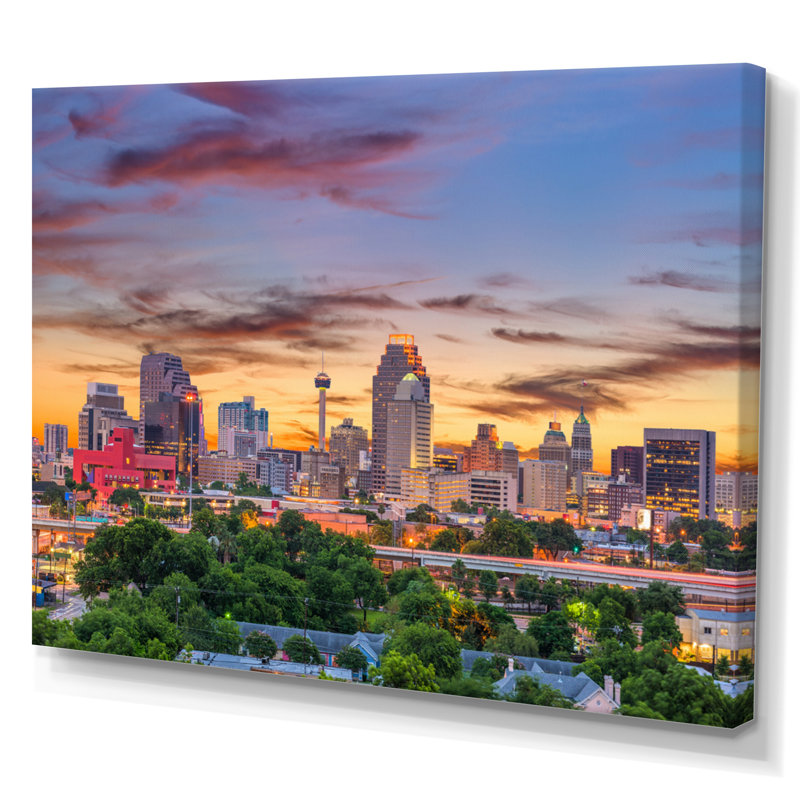 «San Antonio Downtown Texas II», reproduction sur toile, H 12 po x l 20 po x P 1 po, Toile tendue
