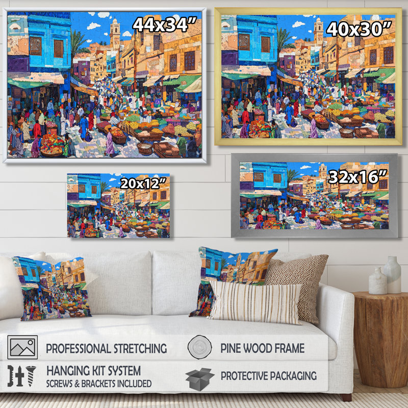 «Fez Frenzy Fez Morocco IV», impression d'art mural paysage, H 24 po x l 32 po, Brun