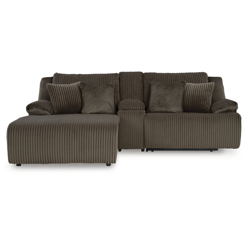 Canapé modulaire inclinable 3 pièces avec méridienne Matherly, Orienté à gauche (vu de face), Brown Polyester