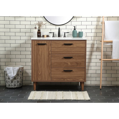 Baldwin 36'' Single Bathroom Vanity with Engineered Marble Top