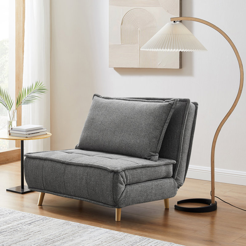 Mikell Upholstered Convertible Sleeper Accent Chair, Gray