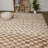 Jiya Checkered Ivory Shag Area Rug-2046190250