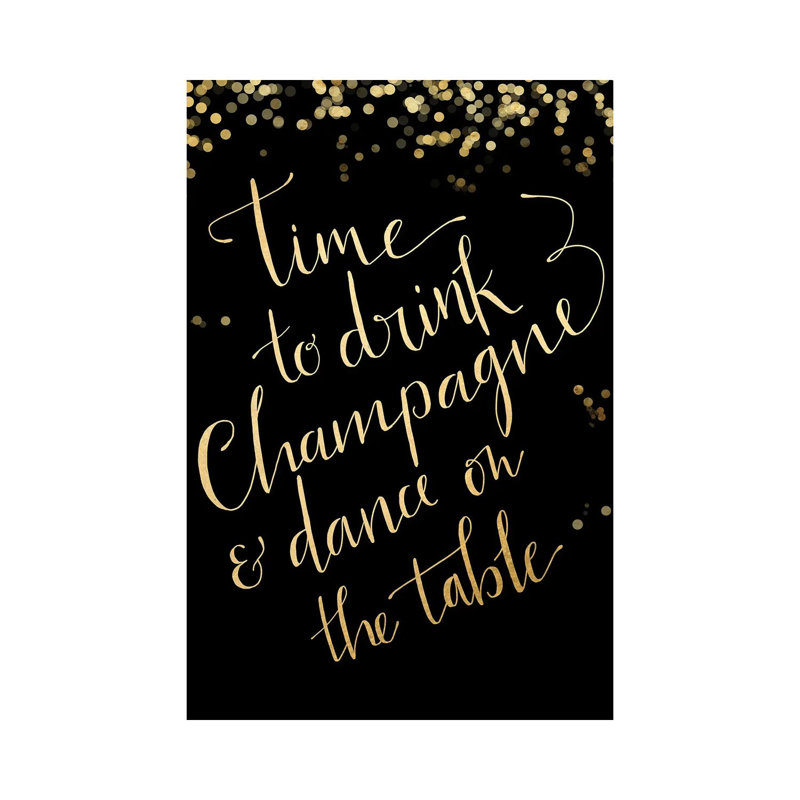 Time To Drink Champagne 1 Piece Wall Art on Canvas, 20.32 cm H x 30.48 cm W, Wrapped Canvas
