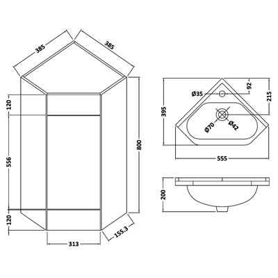 Mayford Mayford Corner Cloakroom Vanity