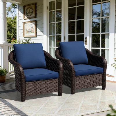 2-person Outdoor Rattan Armchairs With Cushions