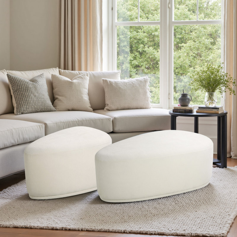 Upholstered Ottoman, Beige