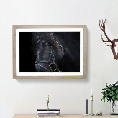 Enchanting Black Stallion Horse - Picture Frame Painting Print on MDF