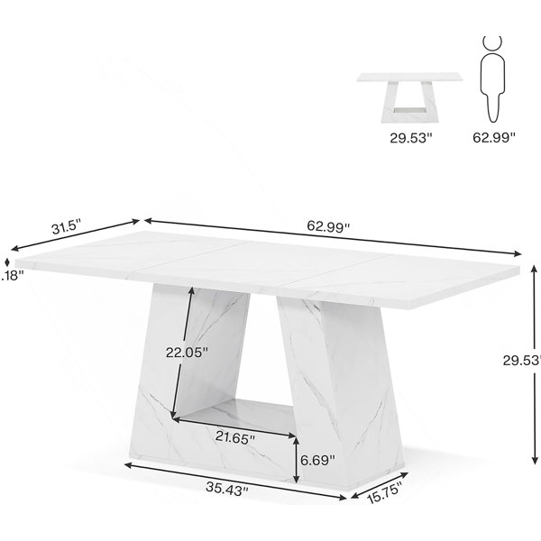 Wrought Studio 63 Inch Modern Rectangular Dining Table For 4 To 6 ...