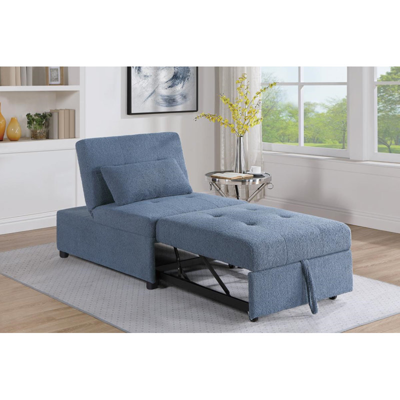 Evenie 44 Convertible Sofa, Sherpa Blue Gray