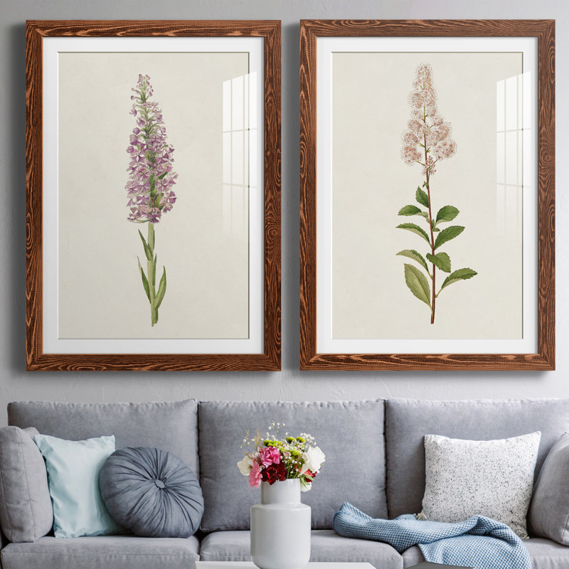 Mauve Garden Flowers I " Mauve Garden Flowers I " 2 - Pieces Painting Print, Maple Framed, 37.5" H x 27.5" W x 1" D