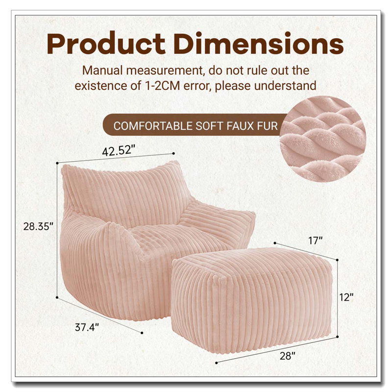 Sofa Chair with Ottoman, Pink