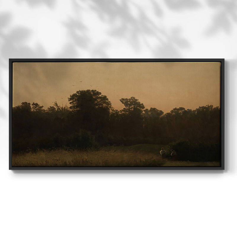 Série paysage - CDLXVI - Toile tendue avec châssis encadré - Prêt à être accroché, H 21 po x l 41 po, Noir