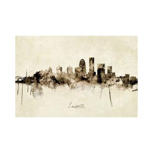 Louisville Kentucky Skyline On The Ohio River Photo Matted Framed Art Print  Wall Decor 26x20 Inch Framed On Paper Print