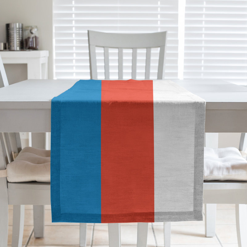 Chemin de table basket Oklahoma City, L 72 po x l 16 po, Bleu / Orange / Blanc, Polyester sergé