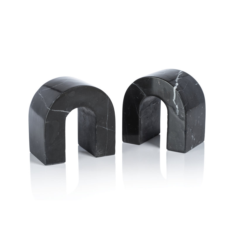Martil Marble Bookends, Black