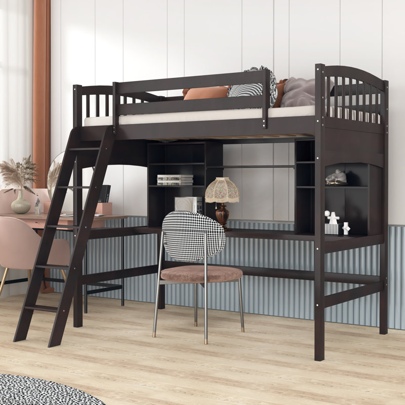 Eztli Kids Twin Loft Bed, Espresso