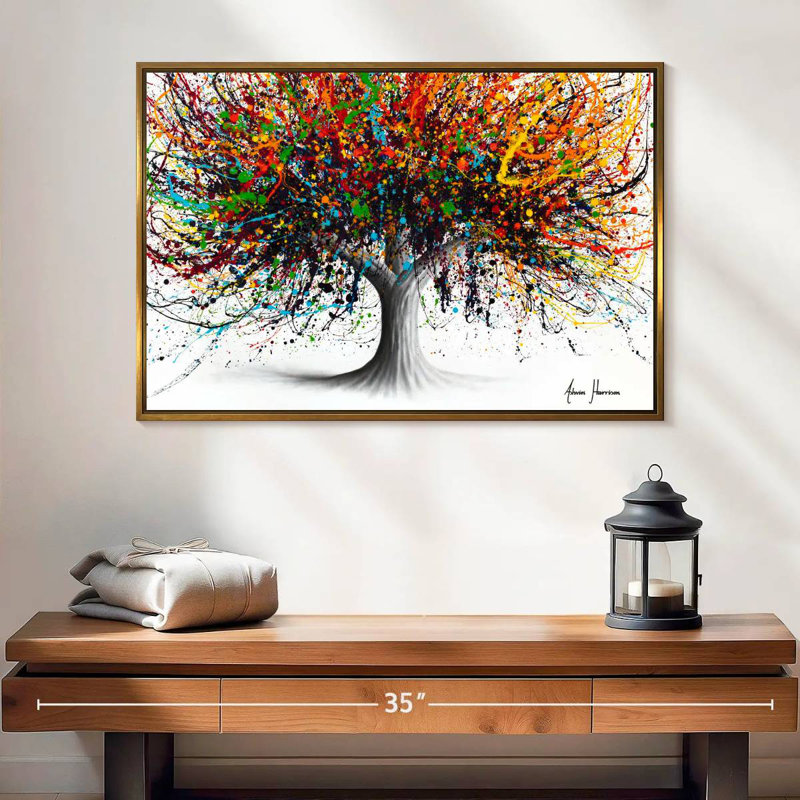 Arbre Festival, 25 po x 17 po, Cadre flottant doré