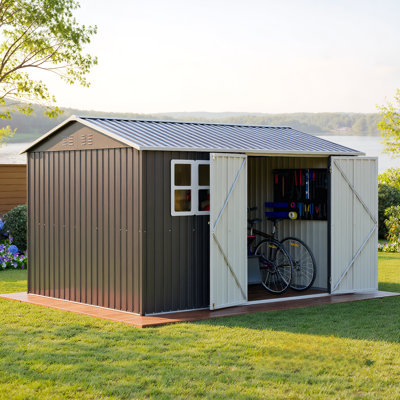 Remises de rangement extérieures en métal pour la maison de rangement pour animaux de compagnie (tailles: 10 pi x 8 pi / 4 pi x 8 pi / 4 pi x 6 pi)
