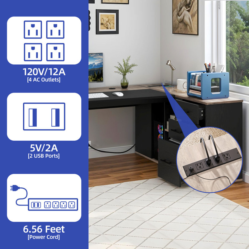 L-Shaped Computer desk with Storage