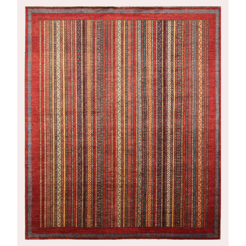 Aryana Wool Striped Area Rug in Red