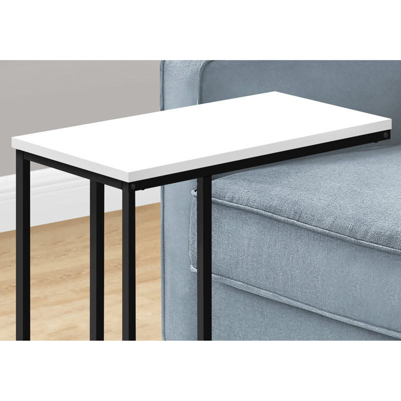Table de bout en stratifié blanc et métal noir - Convient aux collations élégantes des salons modernes avec structure stable