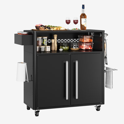 Outdoor Grill Cart with Storage, Heavy Duty BBQ Station with Lockable Wheels & Shelf, 1000 LB Capacity, Weather Resistant Outside Kitchen Island for Patio Garden Yard