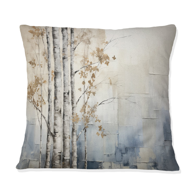 Blue And White Forest Winter Harmony - Forest Printed Throw Pillow