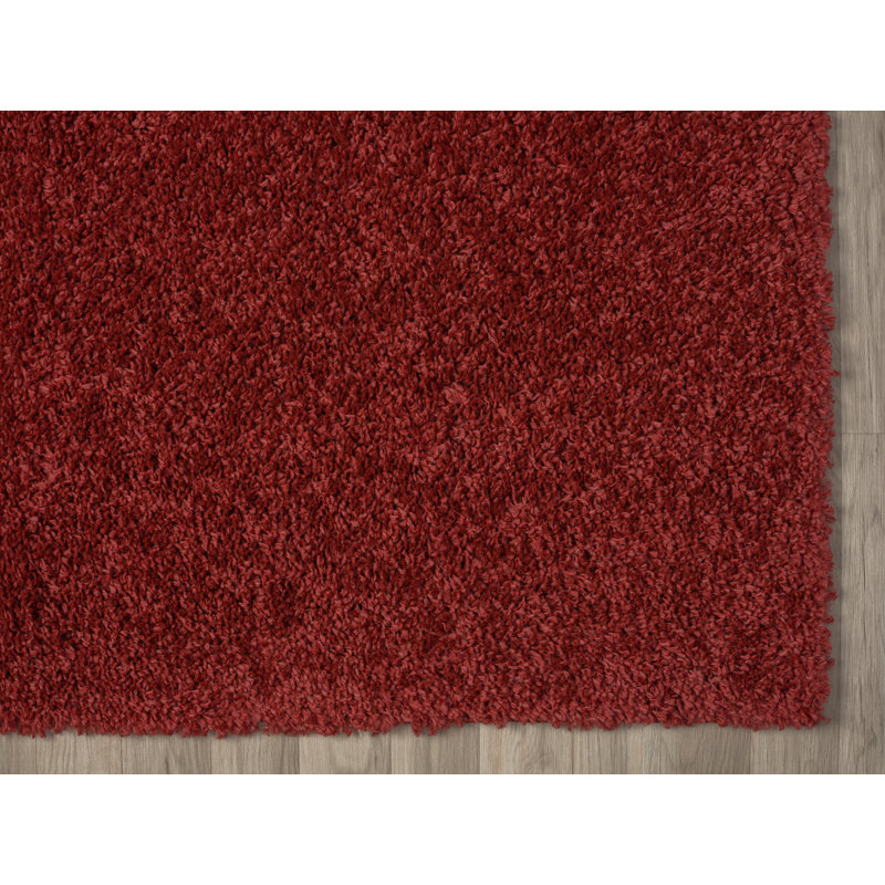Lush Solid Colour Machine Woven Weinrot Area Rug, Rectangular 70 x 140cm