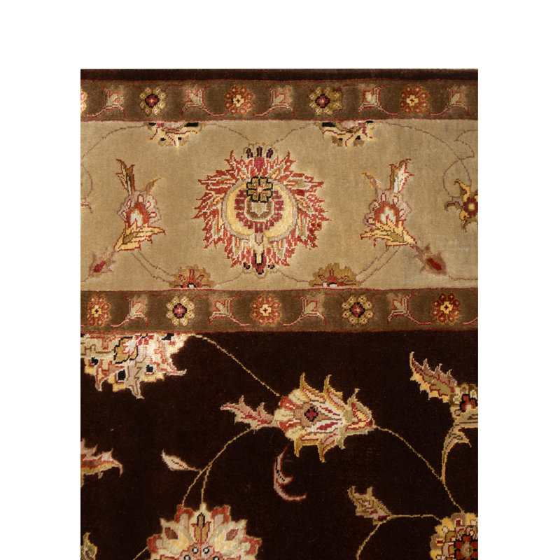 Tapis noir et crème noué à la main de haute qualité