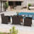 3 Pcs Wicker Bistro Set Balcony Furniture Set With Tempered Glass Dining Table