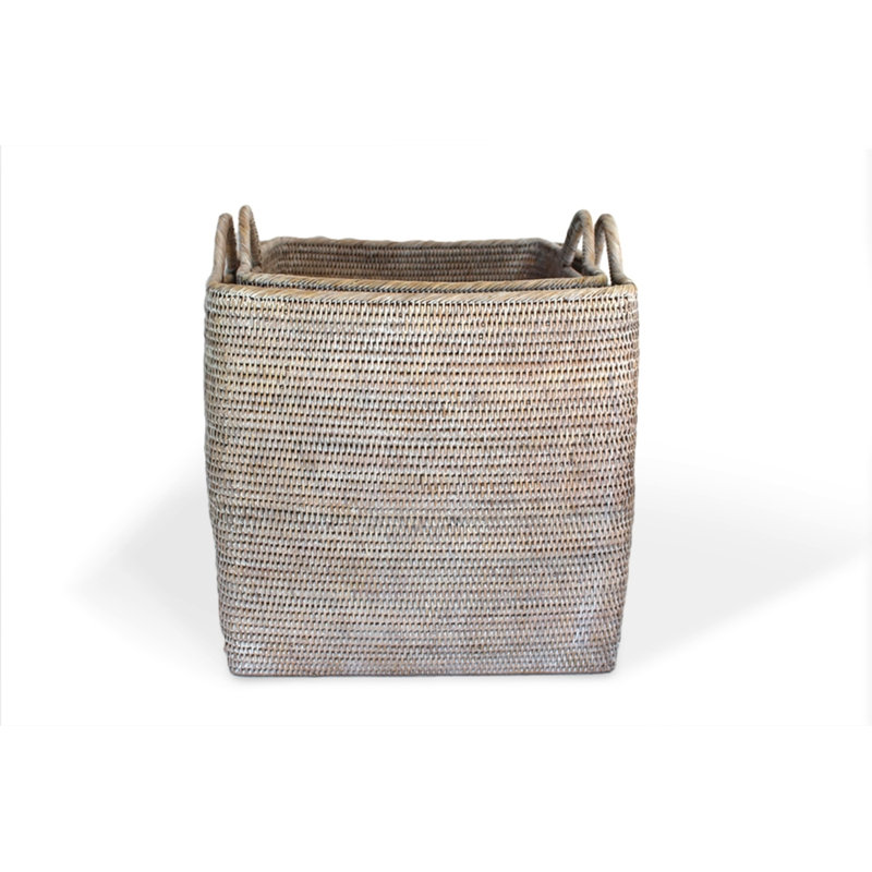 Wicker Decorative Basket Set, White Wash