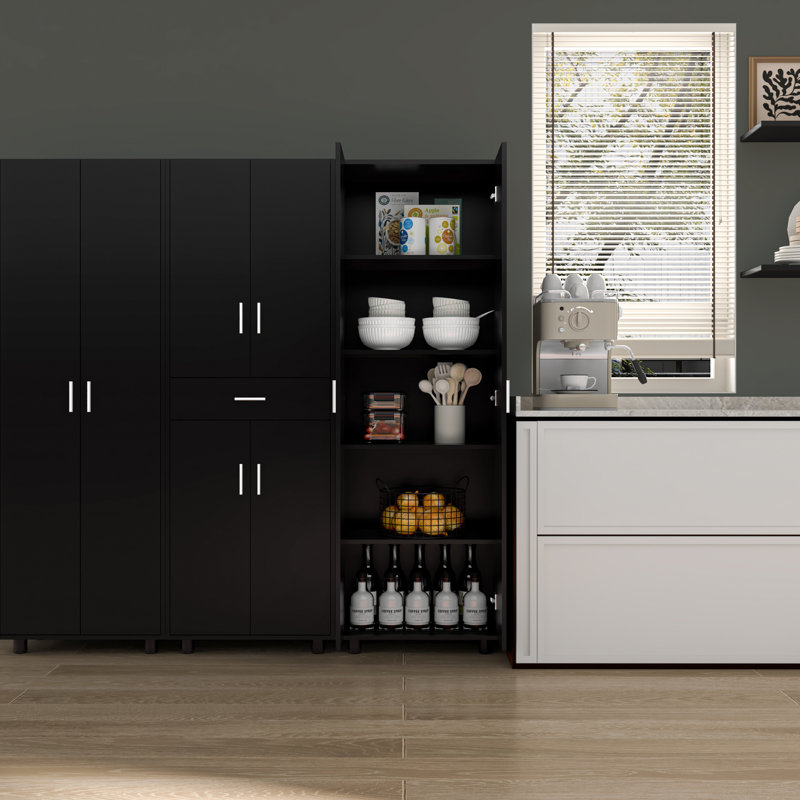 3 Pieces Garage Storage Cabinet System Set, Black