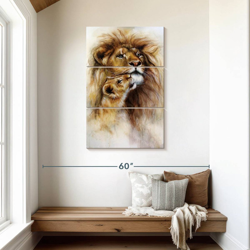 Brampt lion et lionne romantique, H 45 po x l 28 po