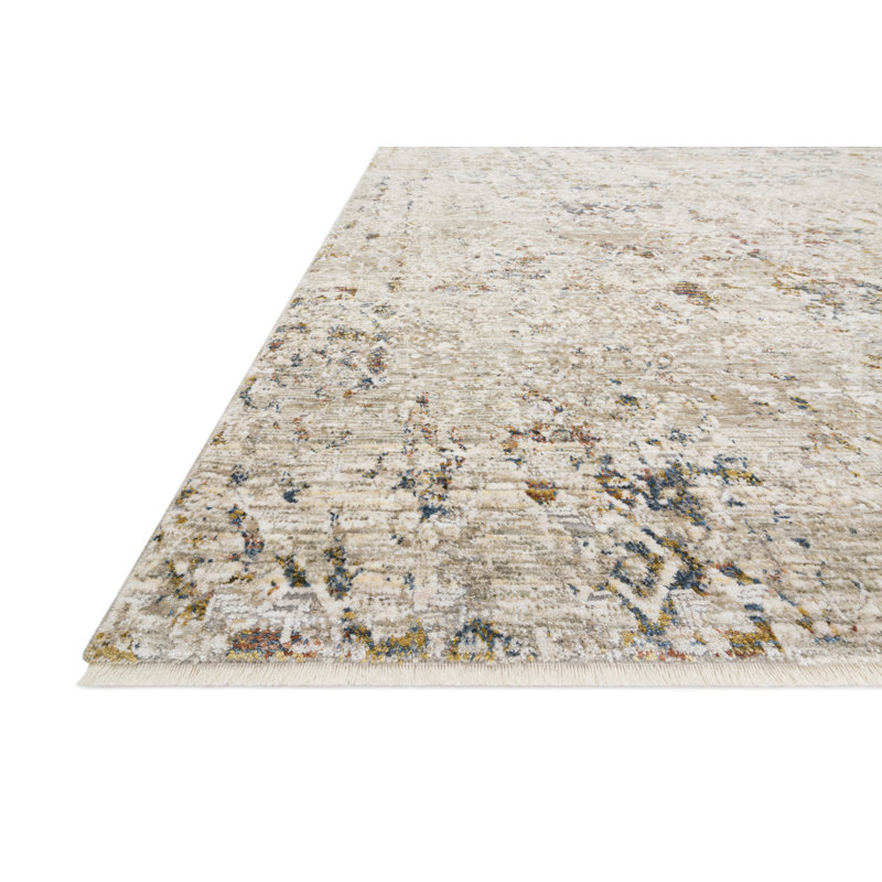 Tapis beige à motif géométrique Fuhrman, Rond 7 pi 10 po