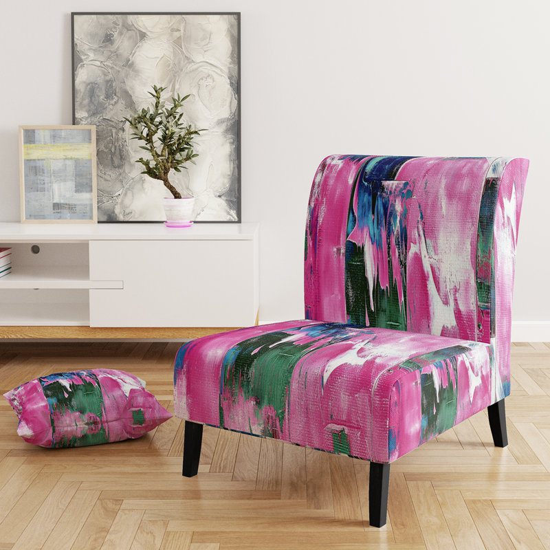 Fauteuil de chambre moderne rembourré en velours Brechta Vibrant Curve Design II, Rose