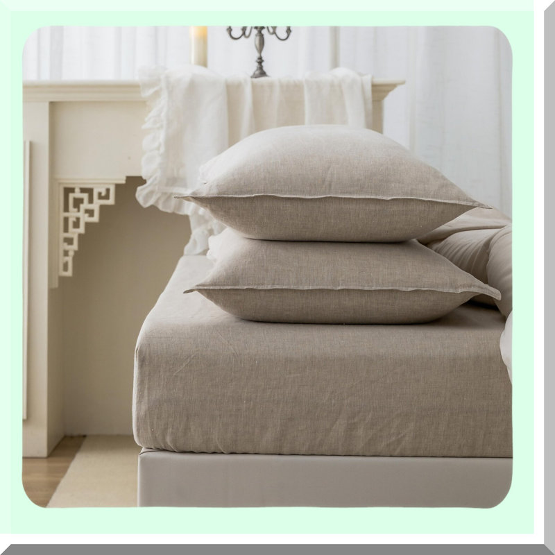 Stonewashed Linen Flax Pillowcase Set - Natural French Linen Pillow Shams - Soft Breathable Pillow Covers - 20x30 Inch Size - Premium Quality Bedding