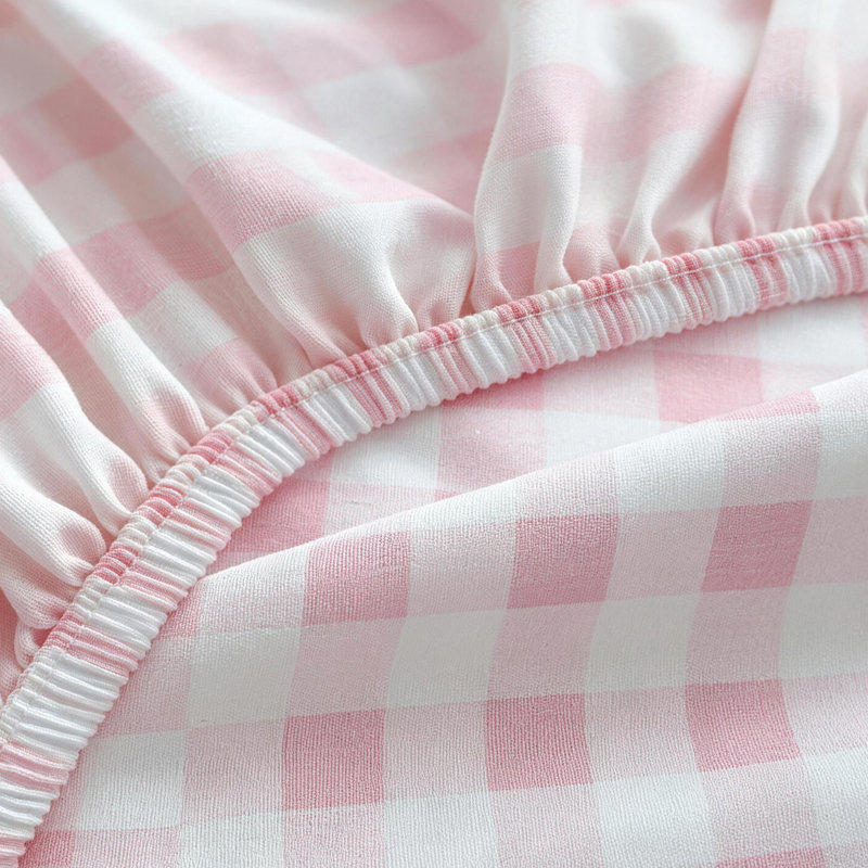 Ensemble de draps en vichy, microfibre prélavée ultra-douce, Ensemble de draps très grand + 2 taies d'oreiller, Vichy rose