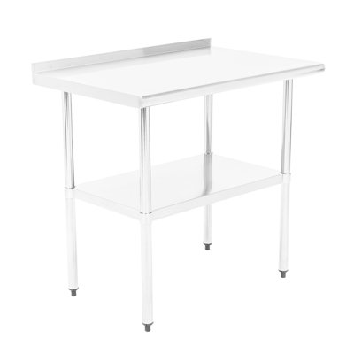 NSF Stainless Steel Kitchen Prep/Work Table, with Adjustable Under Shelf and Backsplash, 36X24 by Prep & Savour