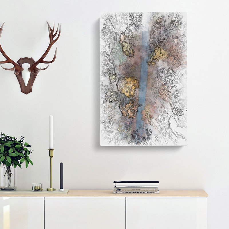 Autumn Road - Wrapped Canvas Drawing - Wrapped Canvas, 91cm H x 60cm W x 3cm D