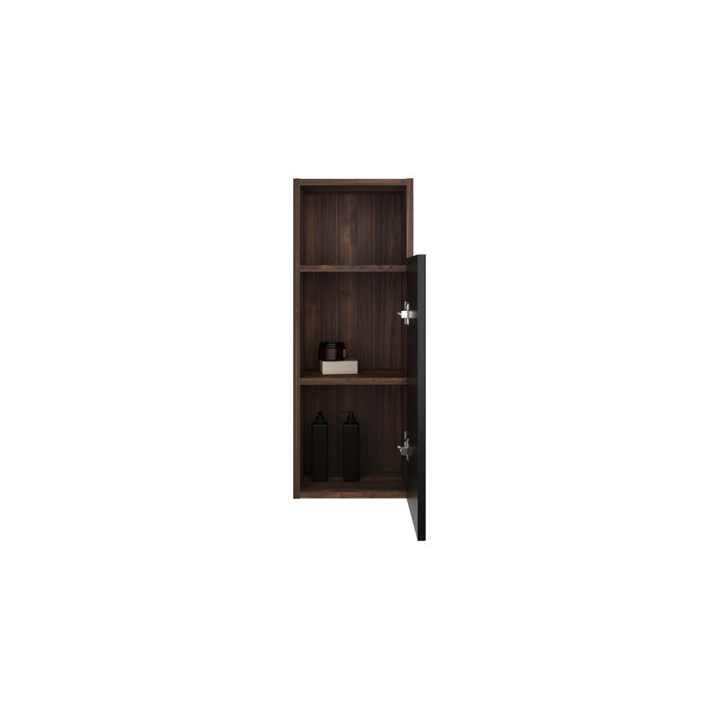 Armoire noire et noyer - élégante et étagère de salle de bain noyer, espace