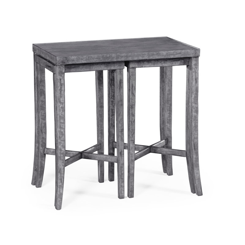 Casually Country Solid Wood Nesting Cocktail Table, Antique Dark Gray