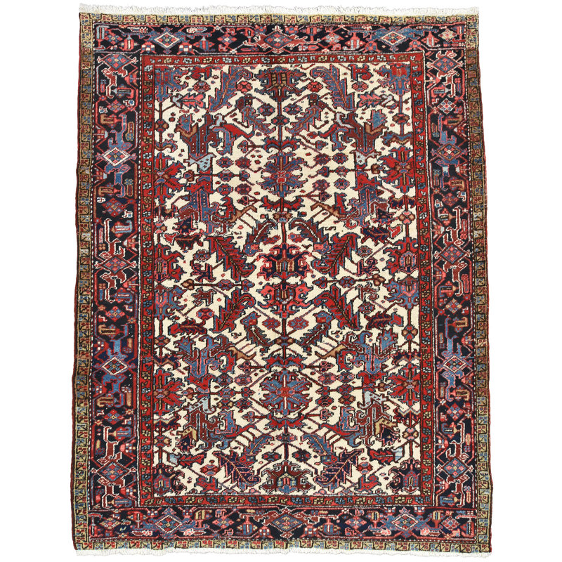 Tapis blanc en laine des années 1970 7 pi x 8 pi 11 po Fayne
