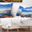Coussin bleu avec bateaux bleu ciel