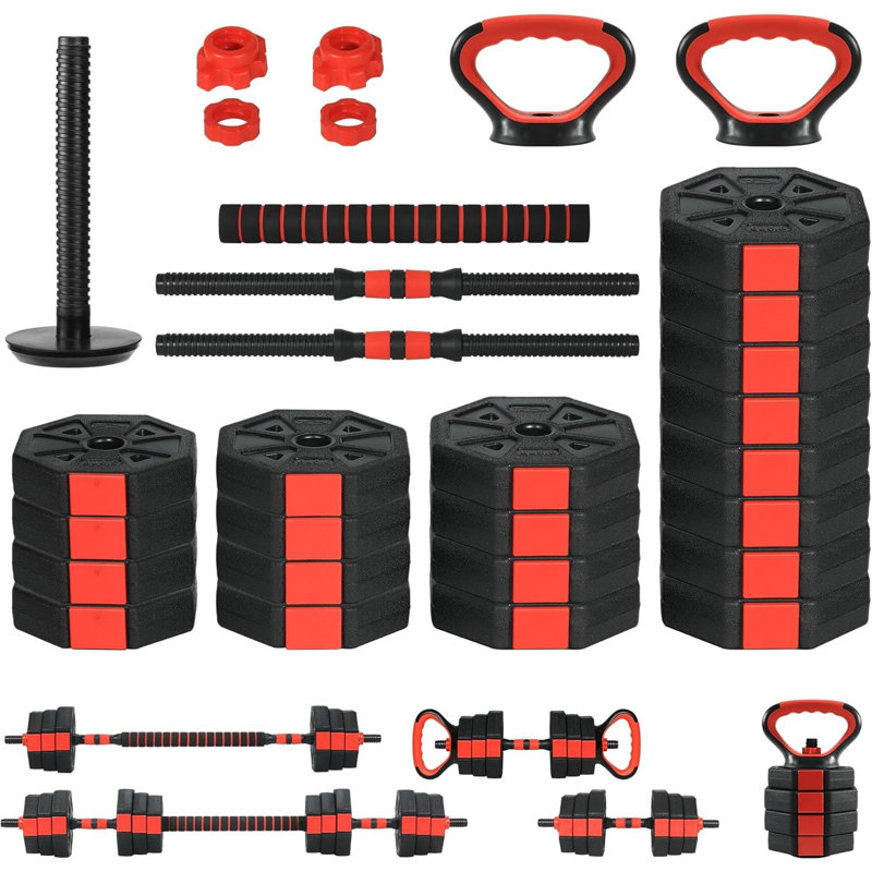 Adjustable Dumbbells Set, 4 in1 Free Weight Dumbbell Set of 2 Used As Barbell, Non-Rolling Adjustable Dumbbell Set,Kettlebells,Fitness Exercises for Home Gym Suitable Men/Women (Green, 88Lbs)