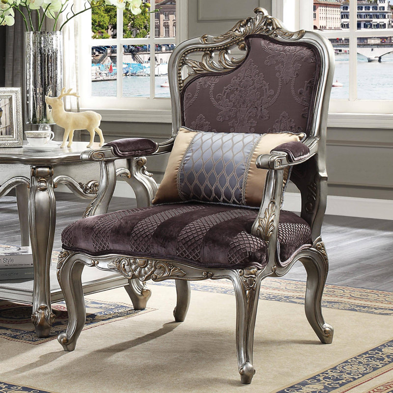 Picardy 27 Wide Left Facing Leaf Armchair, Antique Platinum Fabric