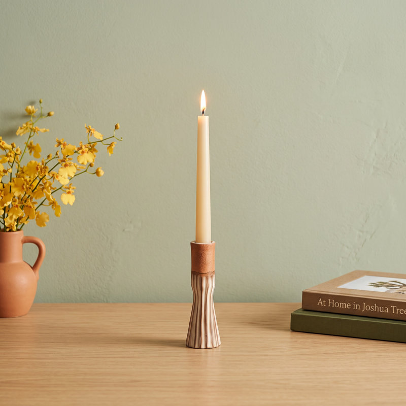 Whitehaven 4.5" Ceramic Tabletop Candlestick, Brown
