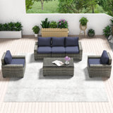 6 Piece Rattan Seating Group with Cushions