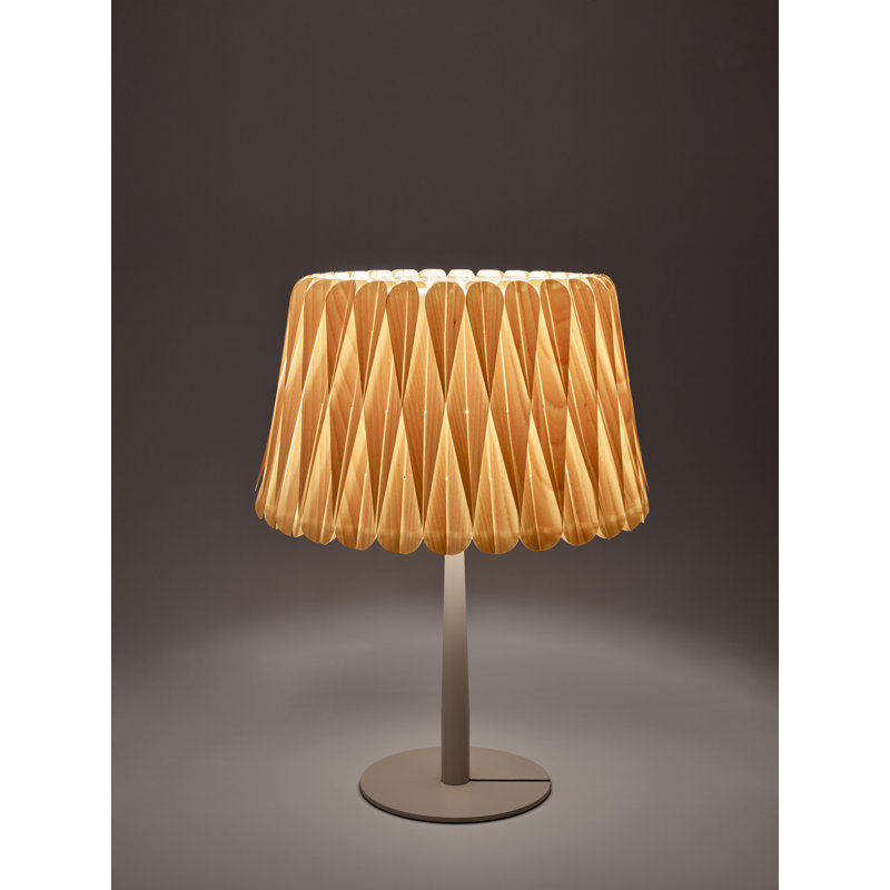 Lola Table Lamp, Matte Ivory, 20.9" H x 15.4" W x 15.4" D, Natural Beech